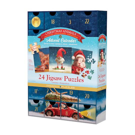 Christmas Animals Advent Calendar - 24 Jigsaw Puzzles: 24 x 50 Pcs By Eurographics Inc | 14" x 10" x 3" | Michaels®